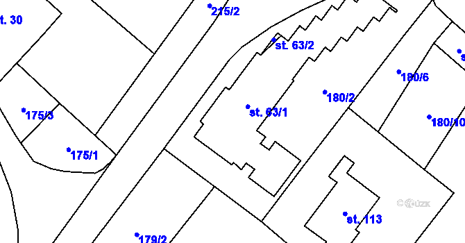 Parcela st. 63/1 v KÚ Javorník u Stach, Katastrální mapa