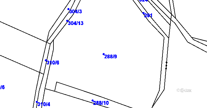 Parcela st. 288/9 v KÚ Javorník u Stach, Katastrální mapa