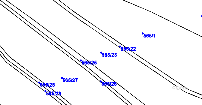 Parcela st. 565/23 v KÚ Javorník u Stach, Katastrální mapa
