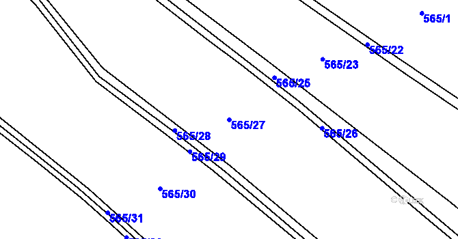Parcela st. 565/27 v KÚ Javorník u Stach, Katastrální mapa