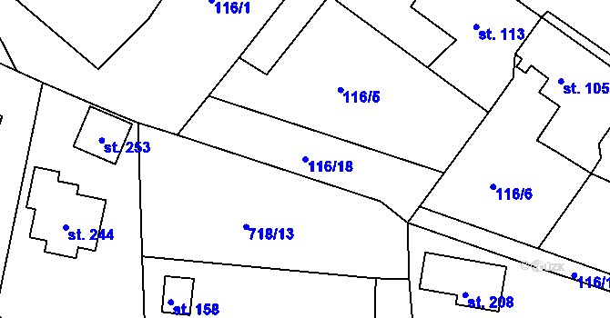 Parcela st. 116/18 v KÚ Javorník u Svitav, Katastrální mapa