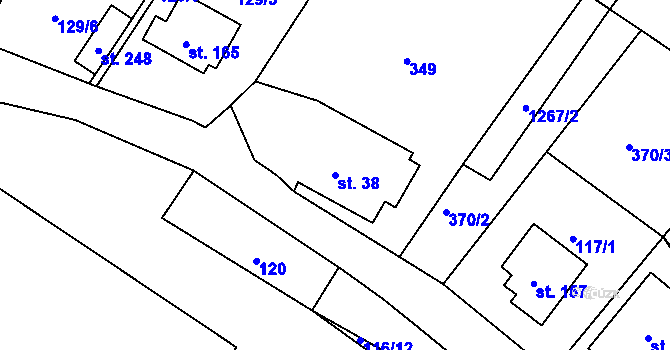 Parcela st. 38 v KÚ Javorník u Svitav, Katastrální mapa