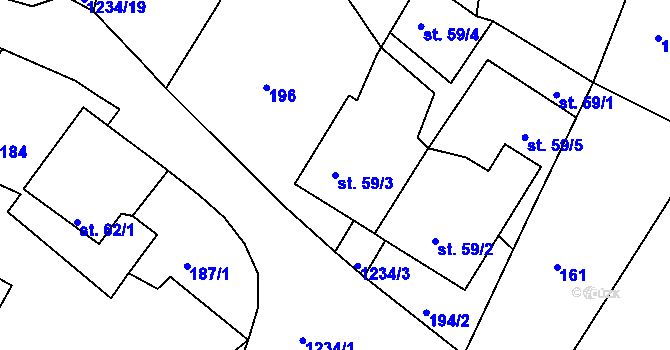 Parcela st. 59/3 v KÚ Javorník u Svitav, Katastrální mapa