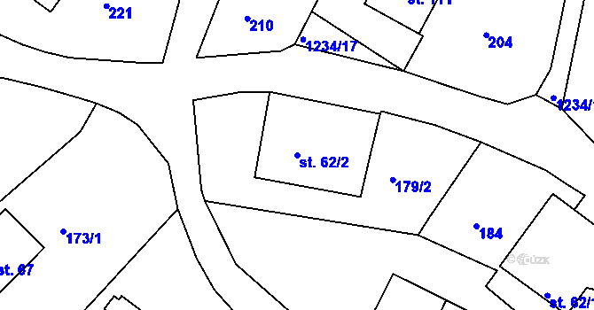 Parcela st. 62/2 v KÚ Javorník u Svitav, Katastrální mapa