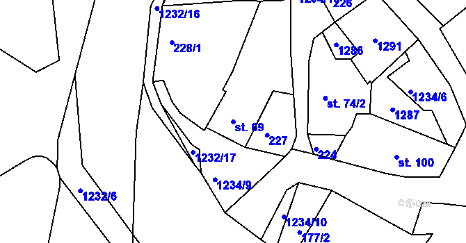 Parcela st. 69 v KÚ Javorník u Svitav, Katastrální mapa