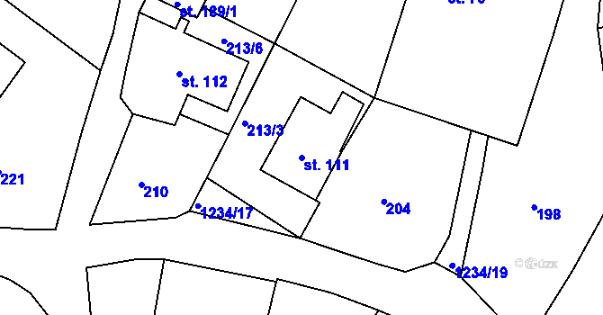 Parcela st. 111 v KÚ Javorník u Svitav, Katastrální mapa