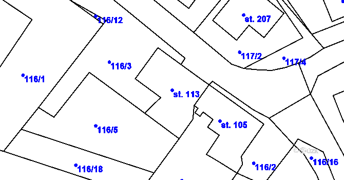 Parcela st. 113 v KÚ Javorník u Svitav, Katastrální mapa