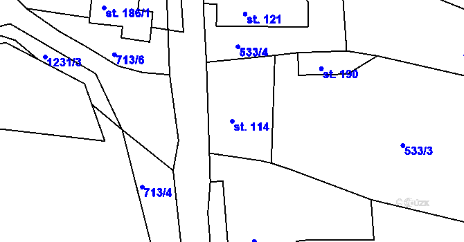 Parcela st. 114 v KÚ Javorník u Svitav, Katastrální mapa