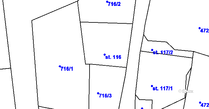 Parcela st. 116 v KÚ Javorník u Svitav, Katastrální mapa