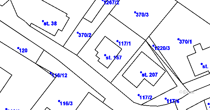 Parcela st. 157 v KÚ Javorník u Svitav, Katastrální mapa