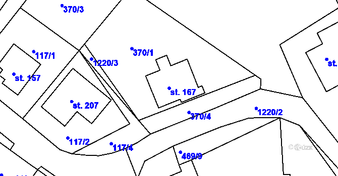 Parcela st. 167 v KÚ Javorník u Svitav, Katastrální mapa