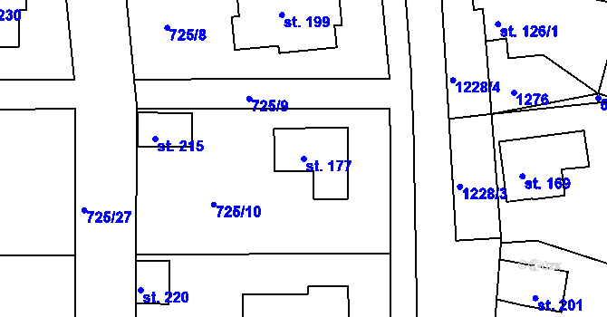 Parcela st. 177 v KÚ Javorník u Svitav, Katastrální mapa