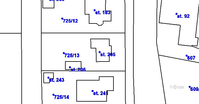 Parcela st. 205 v KÚ Javorník u Svitav, Katastrální mapa