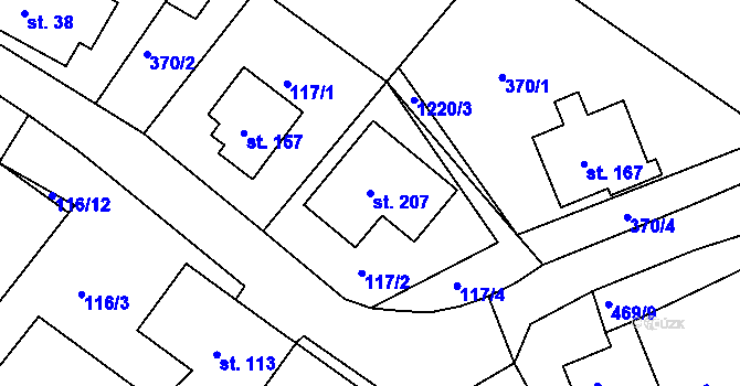 Parcela st. 207 v KÚ Javorník u Svitav, Katastrální mapa