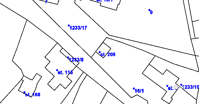Parcela st. 209 v KÚ Javorník u Svitav, Katastrální mapa