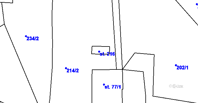 Parcela st. 216 v KÚ Javorník u Svitav, Katastrální mapa