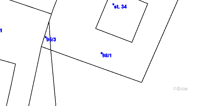Parcela st. 98/1 v KÚ Javorník u Svitav, Katastrální mapa