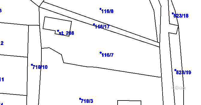 Parcela st. 116/7 v KÚ Javorník u Svitav, Katastrální mapa