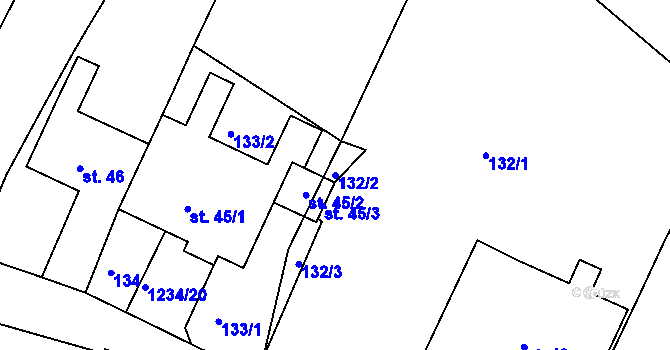 Parcela st. 132/2 v KÚ Javorník u Svitav, Katastrální mapa