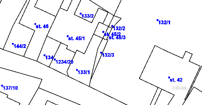 Parcela st. 132/3 v KÚ Javorník u Svitav, Katastrální mapa