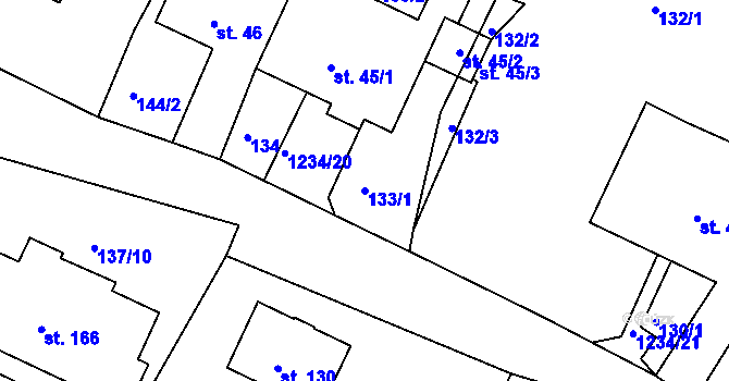 Parcela st. 133/1 v KÚ Javorník u Svitav, Katastrální mapa