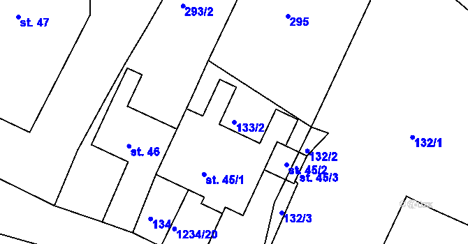 Parcela st. 133/2 v KÚ Javorník u Svitav, Katastrální mapa