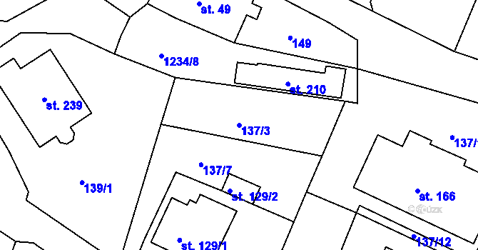 Parcela st. 137/3 v KÚ Javorník u Svitav, Katastrální mapa
