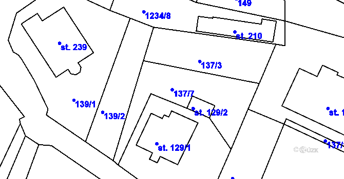 Parcela st. 137/7 v KÚ Javorník u Svitav, Katastrální mapa