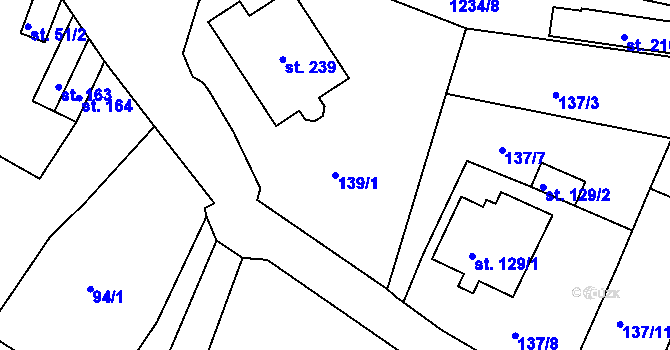 Parcela st. 139/1 v KÚ Javorník u Svitav, Katastrální mapa