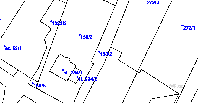 Parcela st. 158/2 v KÚ Javorník u Svitav, Katastrální mapa