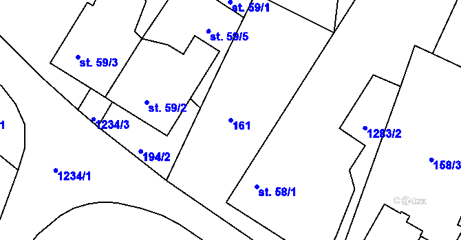 Parcela st. 161 v KÚ Javorník u Svitav, Katastrální mapa