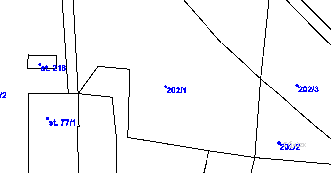 Parcela st. 202/1 v KÚ Javorník u Svitav, Katastrální mapa