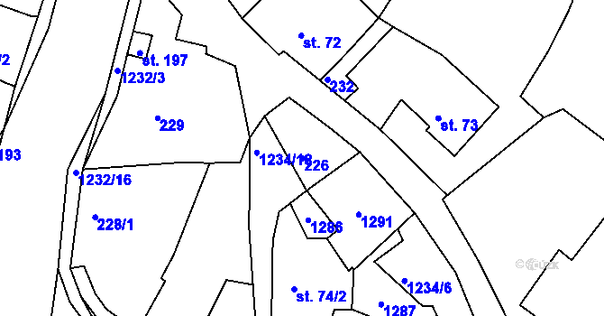 Parcela st. 226 v KÚ Javorník u Svitav, Katastrální mapa