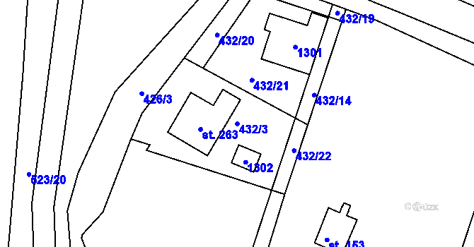 Parcela st. 432/3 v KÚ Javorník u Svitav, Katastrální mapa