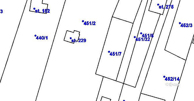 Parcela st. 451/6 v KÚ Javorník u Svitav, Katastrální mapa