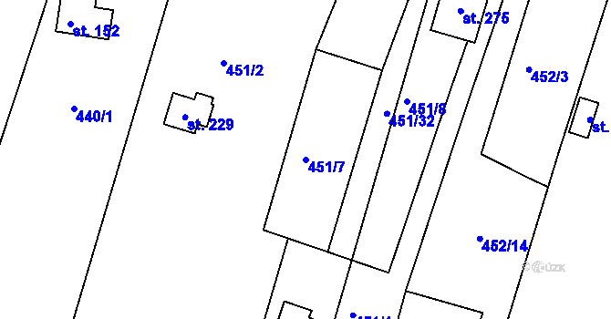 Parcela st. 451/7 v KÚ Javorník u Svitav, Katastrální mapa