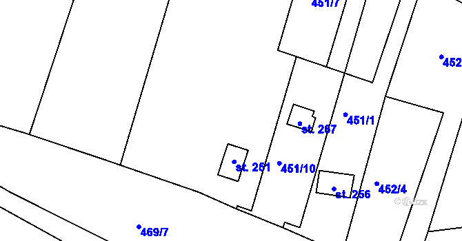 Parcela st. 451/9 v KÚ Javorník u Svitav, Katastrální mapa