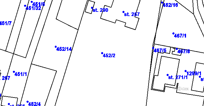 Parcela st. 452/2 v KÚ Javorník u Svitav, Katastrální mapa