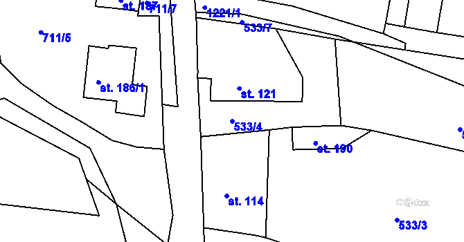 Parcela st. 533/4 v KÚ Javorník u Svitav, Katastrální mapa