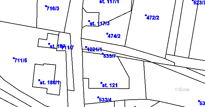 Parcela st. 533/7 v KÚ Javorník u Svitav, Katastrální mapa