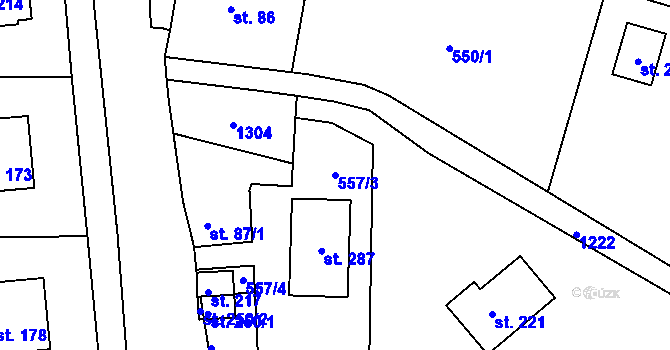 Parcela st. 557/3 v KÚ Javorník u Svitav, Katastrální mapa