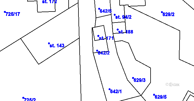 Parcela st. 642/2 v KÚ Javorník u Svitav, Katastrální mapa