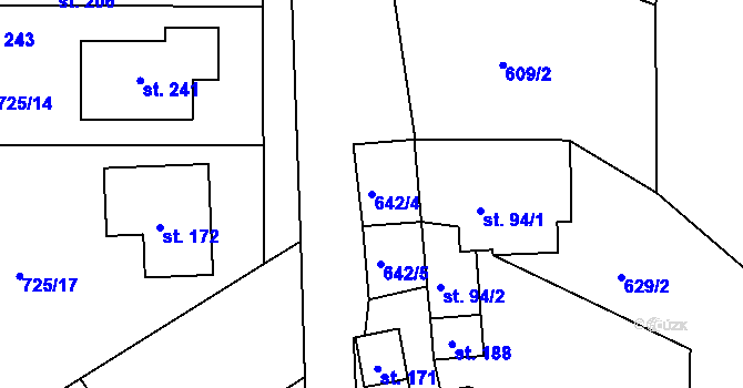 Parcela st. 642/4 v KÚ Javorník u Svitav, Katastrální mapa