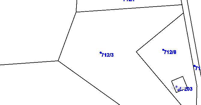 Parcela st. 712/3 v KÚ Javorník u Svitav, Katastrální mapa