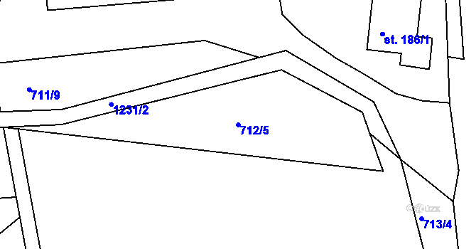 Parcela st. 712/5 v KÚ Javorník u Svitav, Katastrální mapa