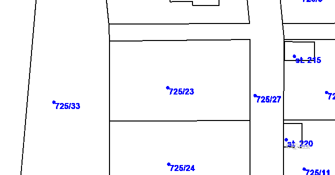 Parcela st. 725/23 v KÚ Javorník u Svitav, Katastrální mapa
