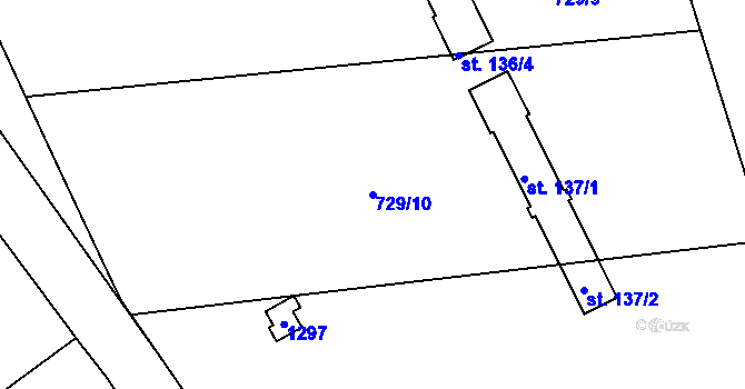 Parcela st. 729/10 v KÚ Javorník u Svitav, Katastrální mapa