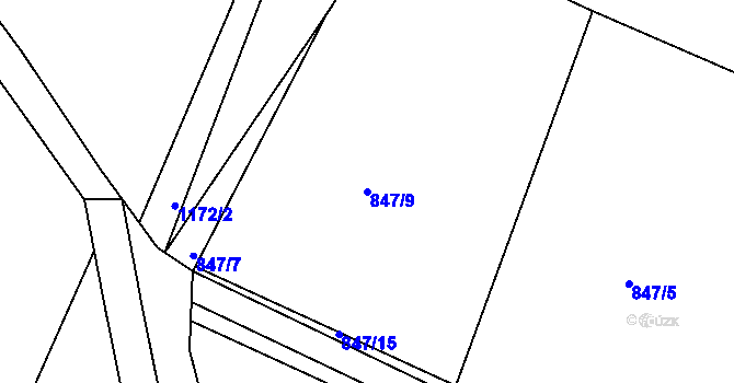 Parcela st. 847/9 v KÚ Javorník u Svitav, Katastrální mapa
