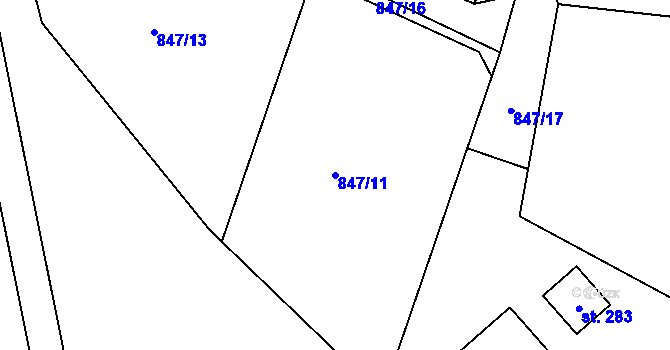 Parcela st. 847/11 v KÚ Javorník u Svitav, Katastrální mapa