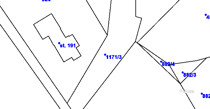 Parcela st. 1171/3 v KÚ Javorník u Svitav, Katastrální mapa